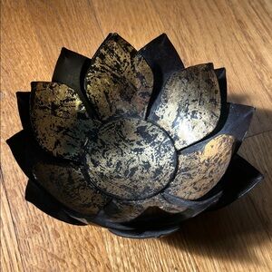 Decorative Black and Gold Lotus Bowl - Home Art